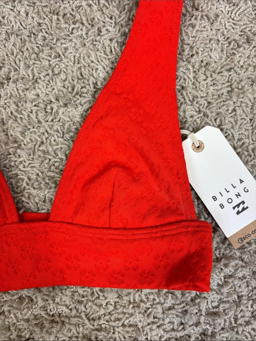 NWT Billabong Good Vibes Remi plunge bikini top hibiscus jacquard sz med